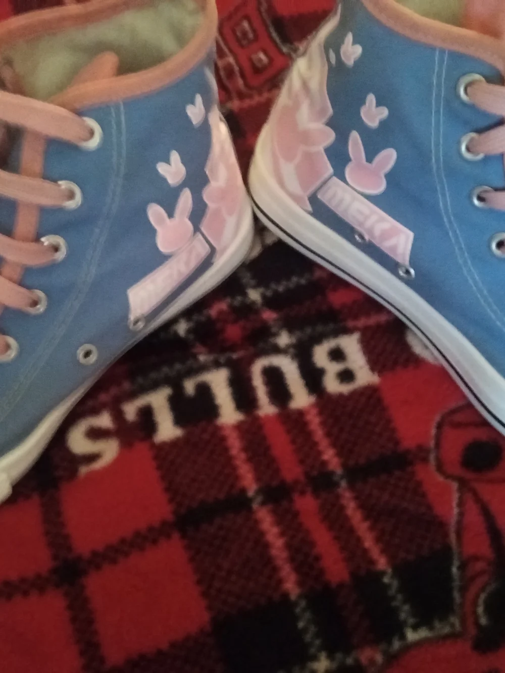 Converse High-Top Sneakers in Blue and Pink
